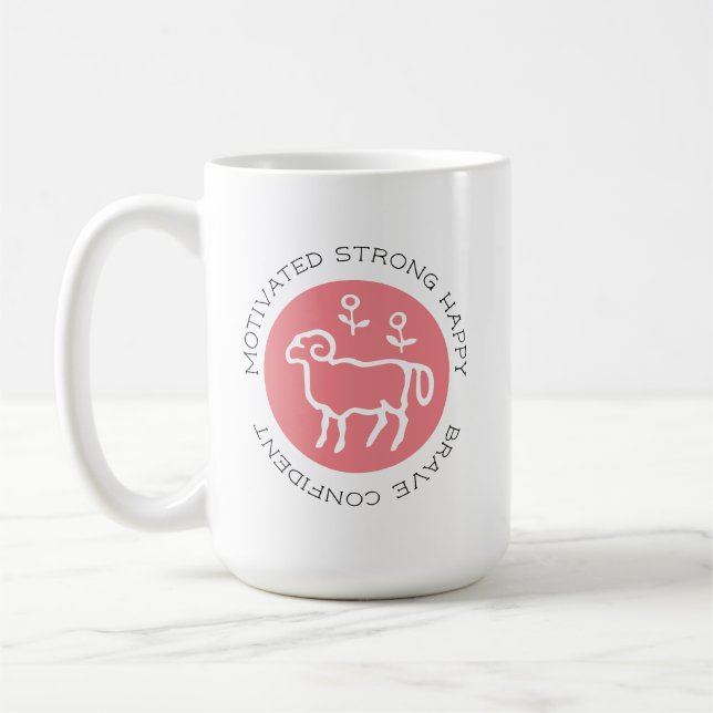 Aries Ram Logo Zodiac Star Sign Astrology Coffee Mug (Left)