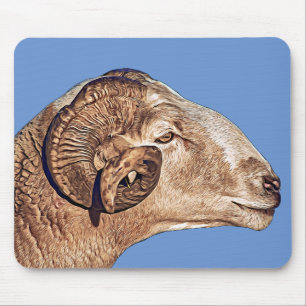 Aries Ram Sheep Face Farm Animal Art  Mouse Mat