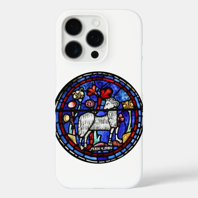 Aries Ram Sheep Year Stained Glass Chartres Case-Mate iPhone Case (Back)