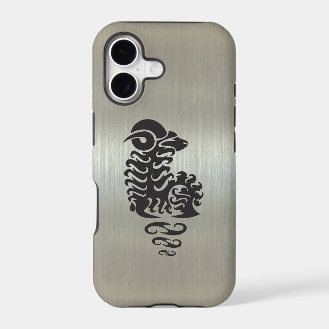 Aries Ram Silhouette with Metallic Effect (Back)