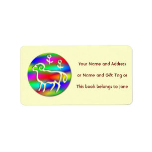 Aries Ram Star Sign Rainbow Name Tag Gift Tag
