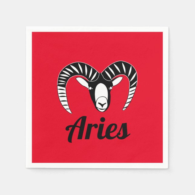 Aries Ram Symbol Astrological Sign Birthday Napkin (Front)