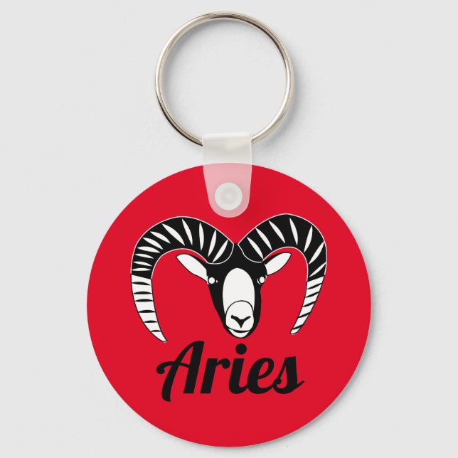 Aries Ram Symbol Astrological Sign Key Ring (Front)