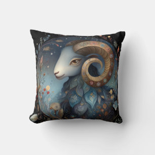 Aries Ram Zodiac Astrology Mystical Birthday Cushion
