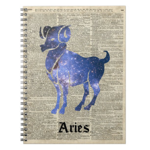 ARIES Ram Zodiac Sign Over Dictionary Page Notebook