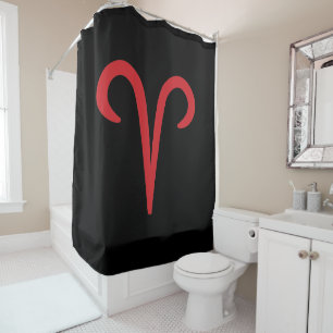 ARIES Red Astrology Zodiac March April Birthday Shower Curtain