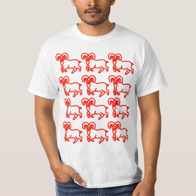 Aries Red Outline Ram T‑Shirt – Bold Aries Energy  T-Shirt (Front)