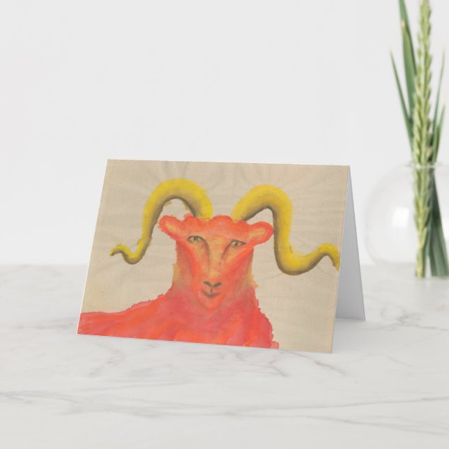 Aries Red Zodiac Symbol Birthday Card (Front)