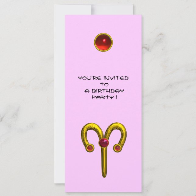 ARIES RUBY ,  bright yellow violet pink  red Invitation (Front)