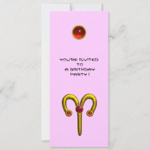 ARIES RUBY ,  bright yellow violet pink  red Invitation