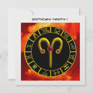 ARIES RUBY circle ,bright yellow red orange ice Invitation