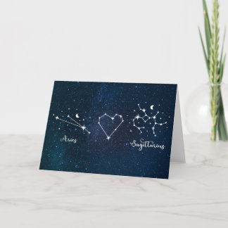 Aries + Sagittarius Zodiac Sign Valentine's Day  Thank You Card