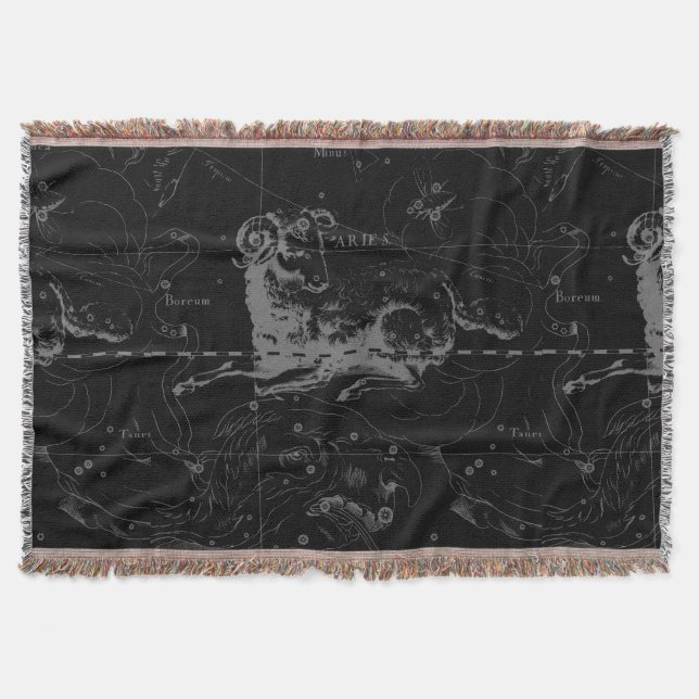Aries Sign Constellation Hevelius circa 1690 Throw Blanket (Front)