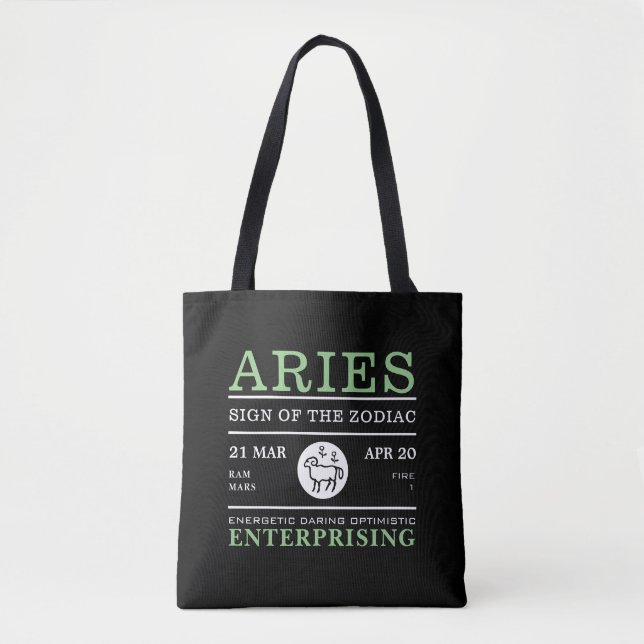 Aries Sign of the Zodiac, Astrological Tote Bag (Front)