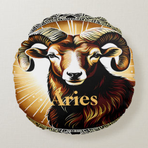 Aries sign of the zodiac round cushion