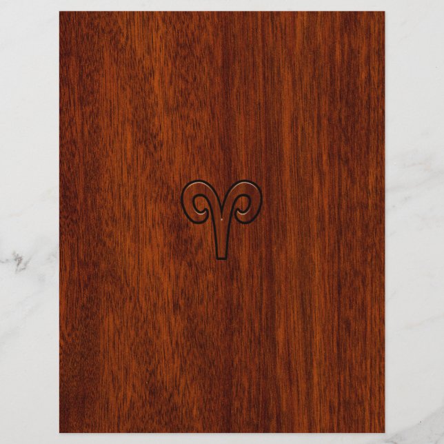 Aries Sign on Mahogany like print decor (Front)
