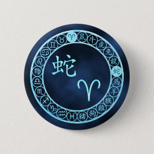 Aries/Snake 6 Cm Round Badge