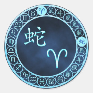 Aries/Snake Classic Round Sticker