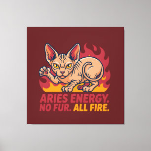 Aries Sphynx Cat Fire Zodiac Energy Art Canvas Print