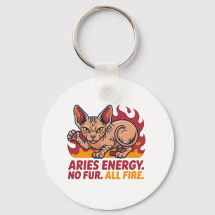 Aries Sphynx Cat Fire Zodiac Energy Art Key Ring