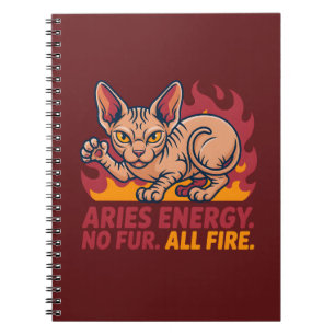Aries Sphynx Cat Fire Zodiac Energy Art Notebook