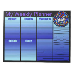 Aries Stained Glass Weekly Planner Notepad