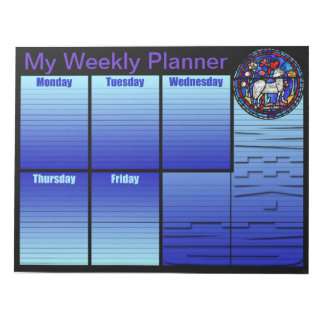 Aries Stained Glass Weekly Planner Notepad