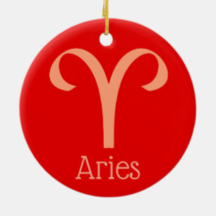 Aries Sun Sign Zodiac Symbol Ceramic Tree Decoration