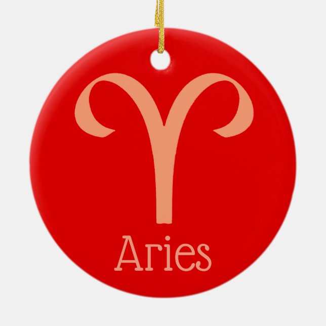 Aries Sun Sign Zodiac Symbol  Ceramic Tree Decoration (Back)
