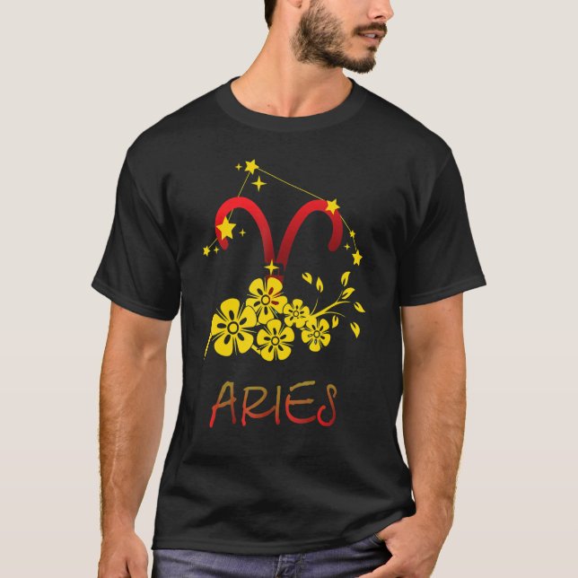 Aries Symbol Birthday Zodiac Pendant Charm April T-Shirt (Front)