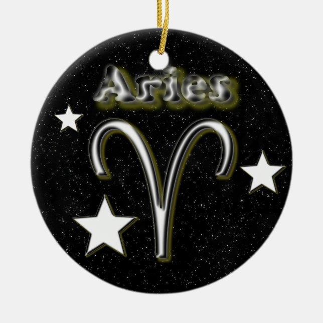 Aries symbol ceramic tree decoration (Front)