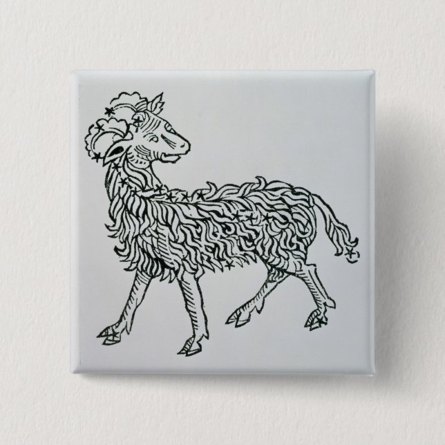 Aries (the Ram) an illustration from the 'Poeticon 15 Cm Square Badge (Front)