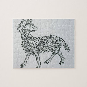 Aries (the Ram) an illustration from the 'Poeticon Jigsaw Puzzle