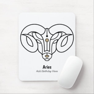Aries the ram black gold personalise mouse mat