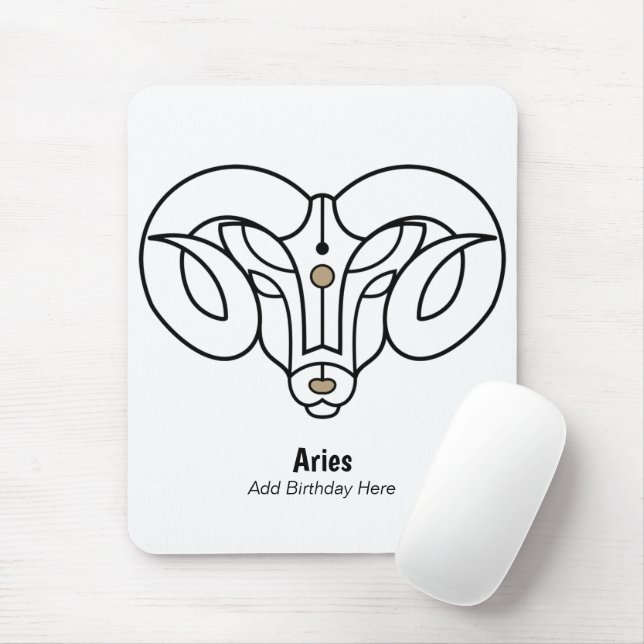 Aries the ram black gold personalise mouse mat (With Mouse)