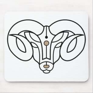 Aries the Ram gold and black zodiac astrology  Mouse Mat