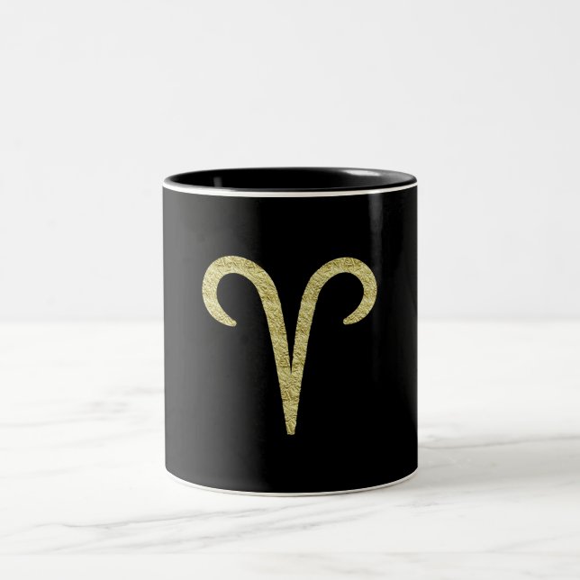 ARIES The Ram Gold Crinkle Fire Sign Astrology  Two-Tone Coffee Mug (Center)