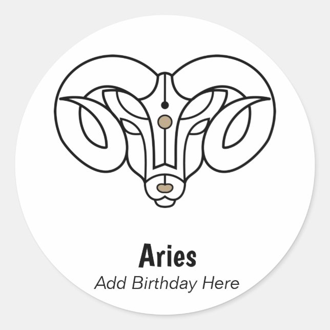 Aries the ram personalised zodiac classic round sticker (Front)