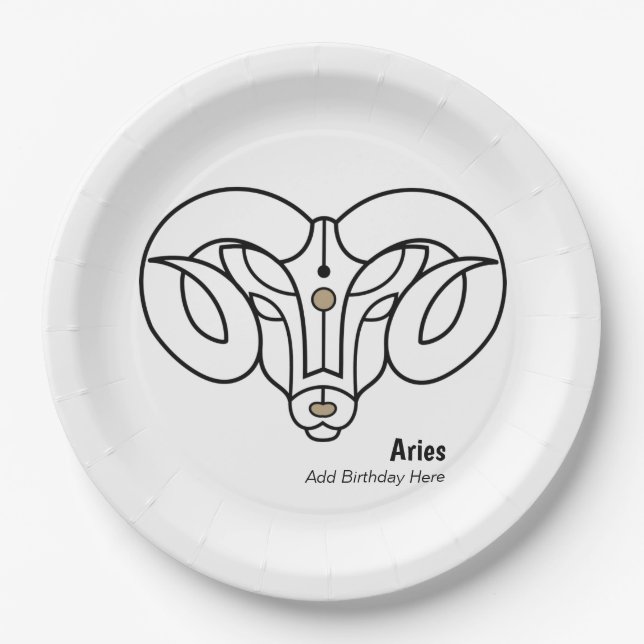 Aries the ram personalised zodiac paper plate (Front)