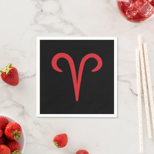ARIES The Ram Red Fire Sign Astrology Zodiac Party Napkin (Insitu)