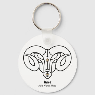 Aries the ram zodiac black gold personalise  key ring