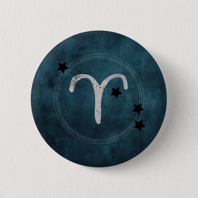 Aries the Ram zodiac constellation stars teal 6 Cm Round Badge (Front)