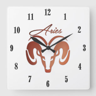 Aries the Ram Zodiac Glass Square Wall Clock