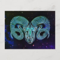aries the ram zodiac postcard