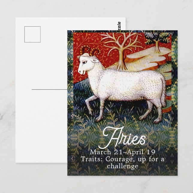 Aries the Ram Zodiac Sign Birthday Party Postcard (Front/Back)