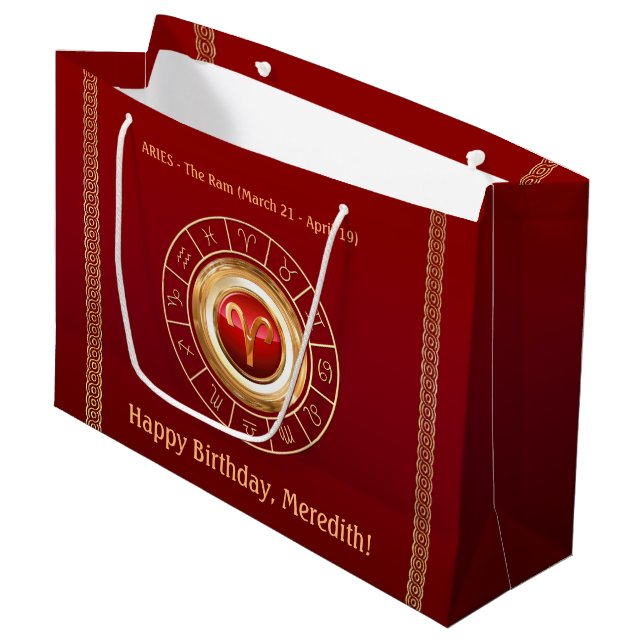 Aries - The Ram Zodiac Sign Large Gift Bag (Front Angled)