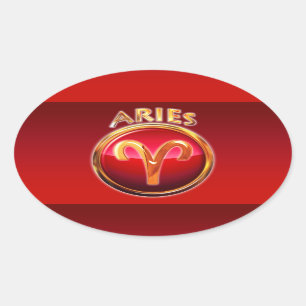 Aries - The Ram Zodiac Sign Oval Sticker