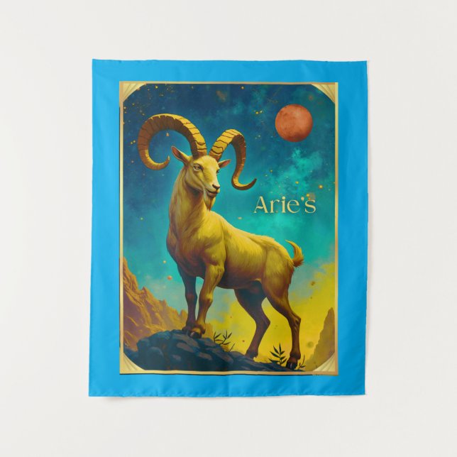 Aries the Ram Zodiac Sign Tapestry (Front)