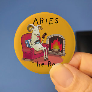 Aries the Ram zodiac star constellation 6 Cm Round Badge