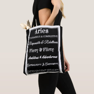 Aries Traits Black & White Tote Bag